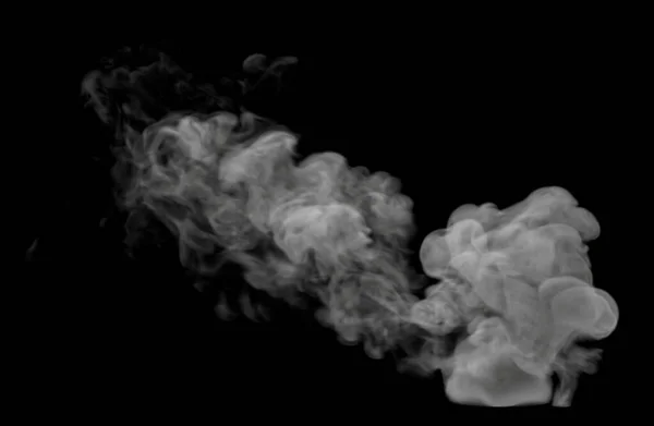 Wispy Swirly White Large Smoke Cloud Black Background — 스톡 사진
