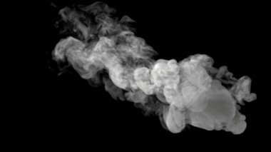 Bottom View of Wispy and Swirly White Long Smoke cloud with a black background