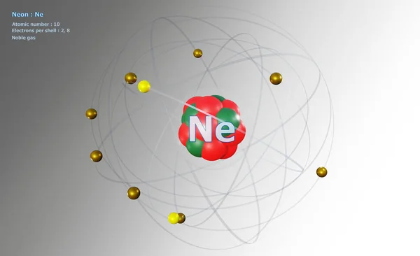 Atom Neon Core Electrons White Background — Stock Photo, Image