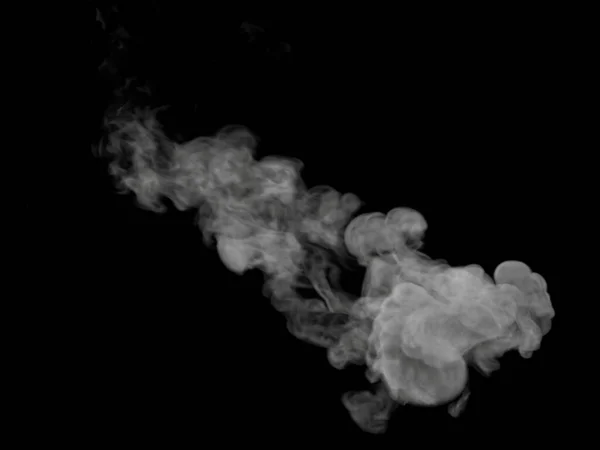 Top View Wispy Swirly White Long Smoke Cloud Black Background — Stock fotografie