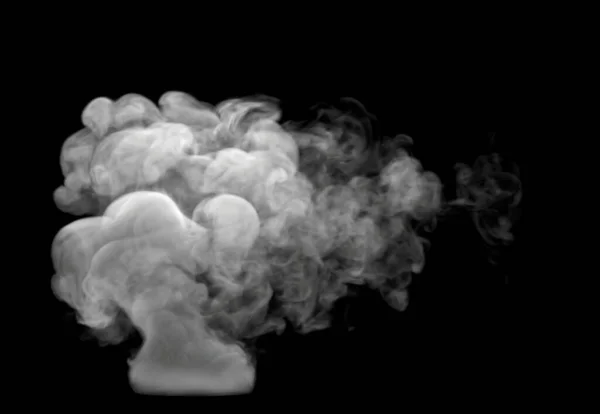 Nuvem Fumo Médio Branco Muito Redemoinho Wispy Com Fundo Preto — Fotografia de Stock