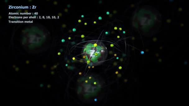 Atom Zirconium Electrons Infinite Orbital Rotation Other Atoms Background — Video