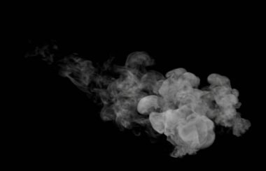 Wispy 'nin Üstten Görünümü ve çok Girdaplı Beyaz Orta Duman Bulutu Siyah arka planlı