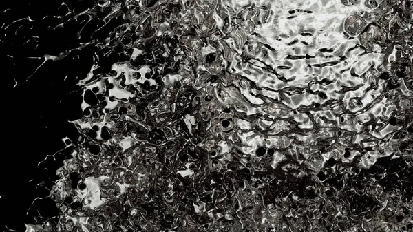 Metallic and Silver Fluid Start to fill the screen with a Large Splash on a Black background