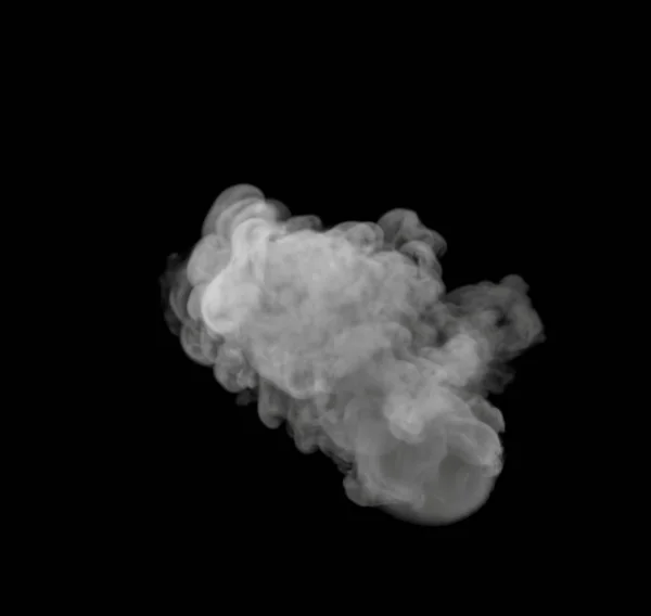 Top View Wispy Swirly White Nuvem Fumaça Com Fundo Preto — Fotografia de Stock