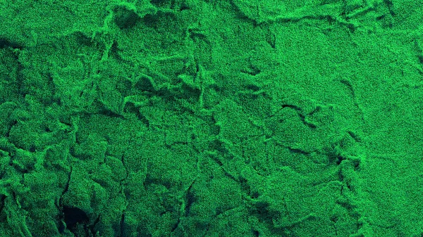 Миллионы Крошечных Зеленых Частиц Заполняют Экран Множеством Маленьких Волн Черном — стоковое фото