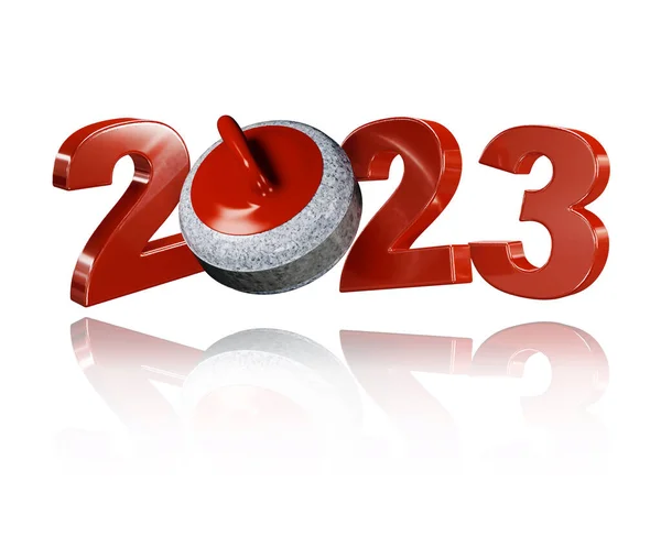 Curling Stone 2023 Diseño Con Fondo Blanco — Foto de Stock