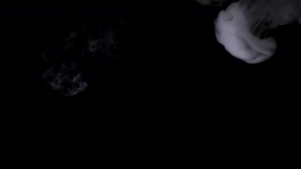 空気中に浮かぶ黒い背景に霧のデント煙、ぼかしやラインクリア. — ストック動画