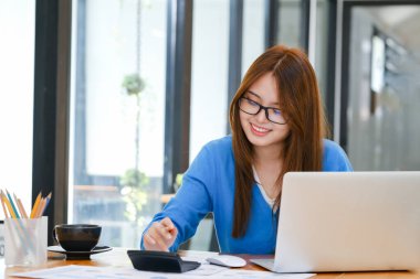 Businesswoman planning and analyse investment marketing data.