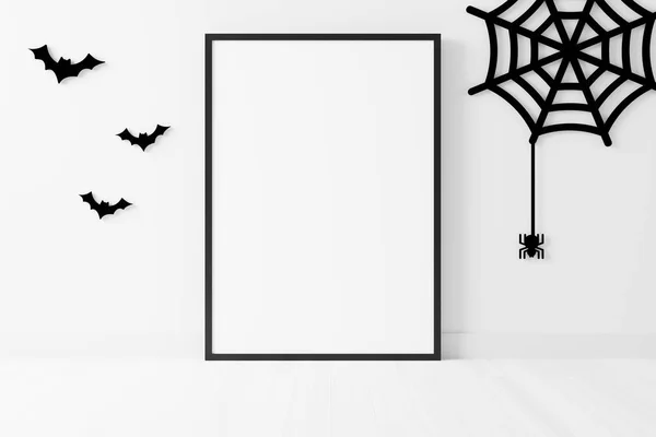 Mockup poster and photoframe with Halloween festival decoration.3D Illustration.