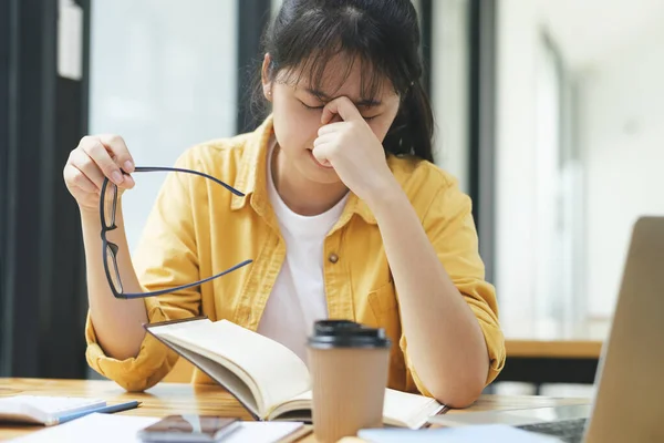 Stressed Overwork Businesswoman Office —  Fotos de Stock