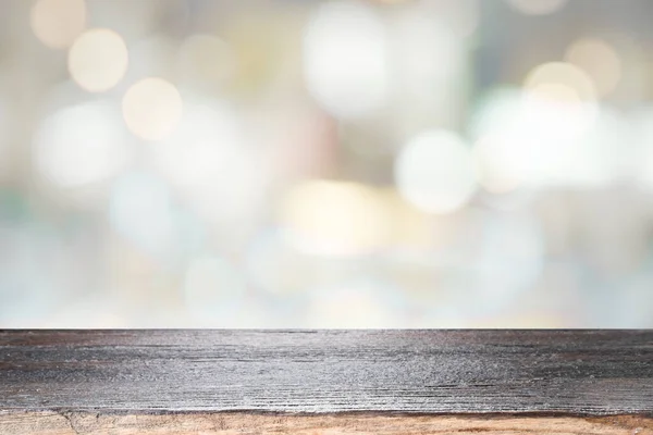 Empty Wooden Table Top Counter Desk Background Blur Bokeh Light — Stock Photo, Image