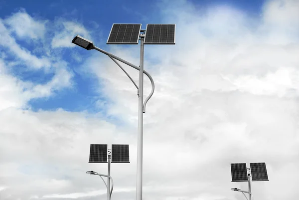 Solar powered street lights — Stock Photo, Image