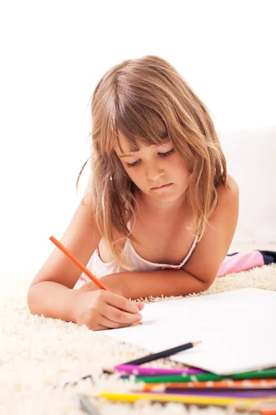 Little girl drawing — Stock Photo, Image