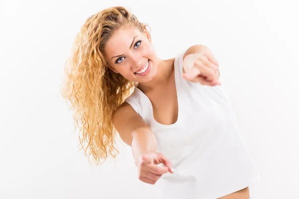 Feliz joven mujer — Foto de Stock