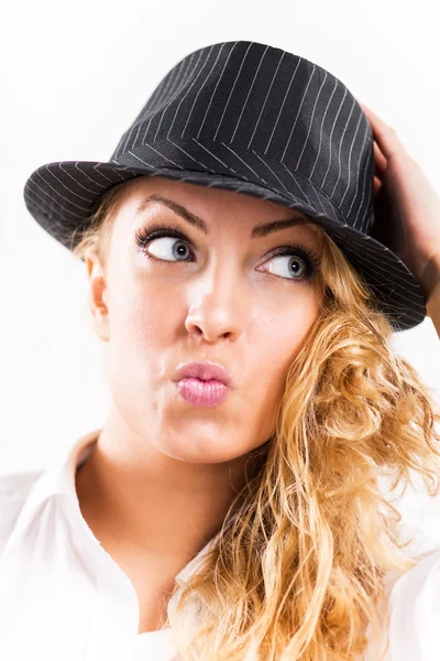 Beautiful woman with hat — Stock Photo, Image