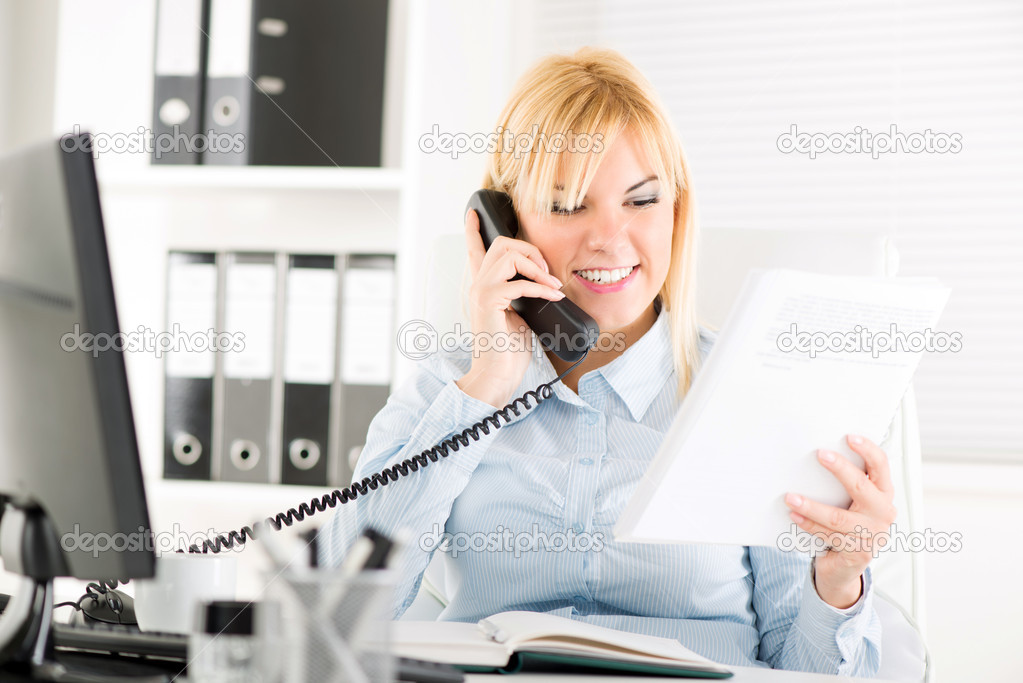 Businesswoman telephoning