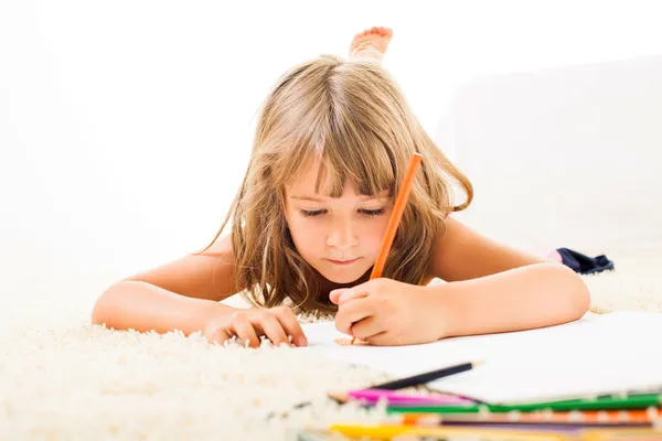 Little girl drawing — Stock Photo, Image