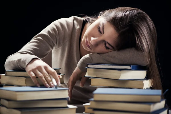 Menina estudante cansado — Fotografia de Stock