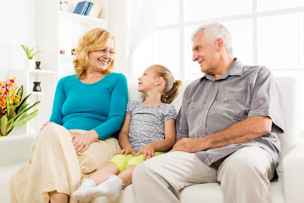 Grandparents with little girl — Stock Photo, Image
