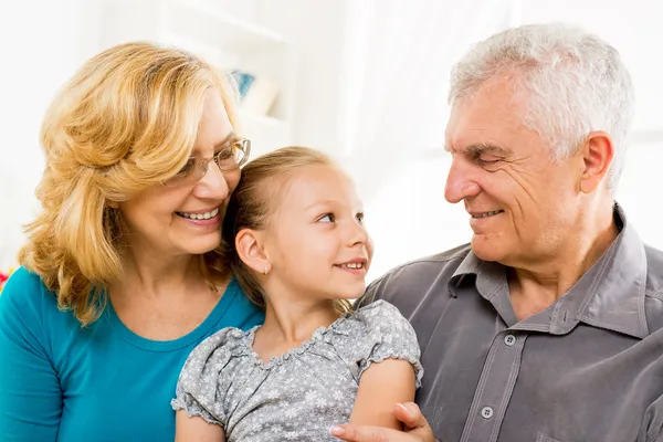 Grandparents with little girl — Stock Photo, Image