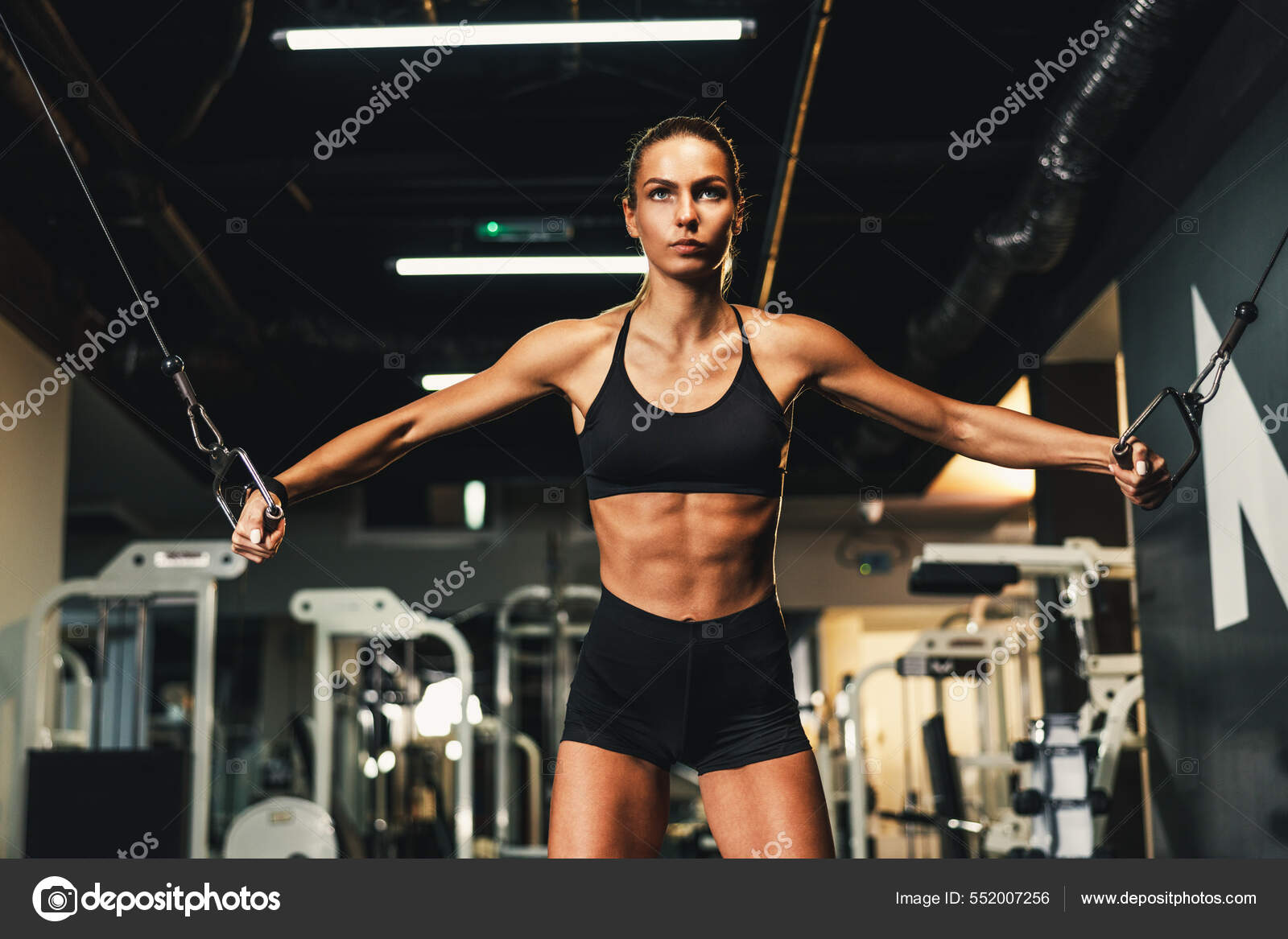 Young Muscular Woman Doing Hard Training Her Chest Muscles Gym Stock Photo  by ©MilanMarkovic 552007256