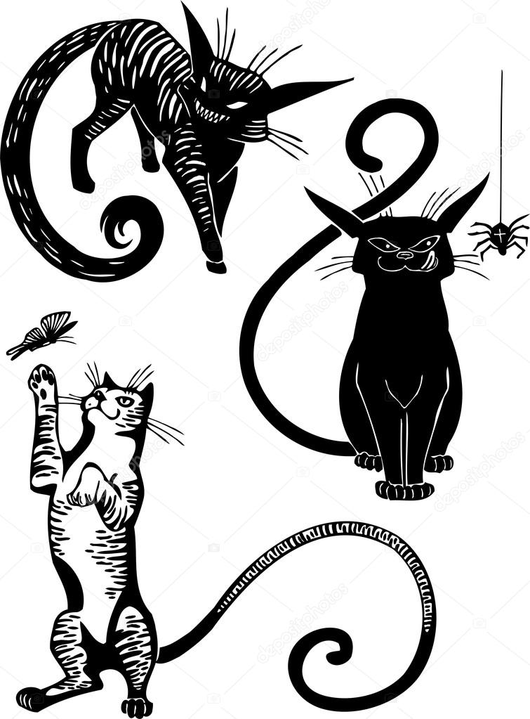 Á Gatti Stilizzati Disegni Di Stock Sfondo Per Gatti Stilizzati Scarica Su Depositphotos