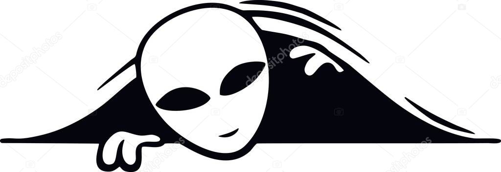 alien, ufo - Sticker for car isolated on white