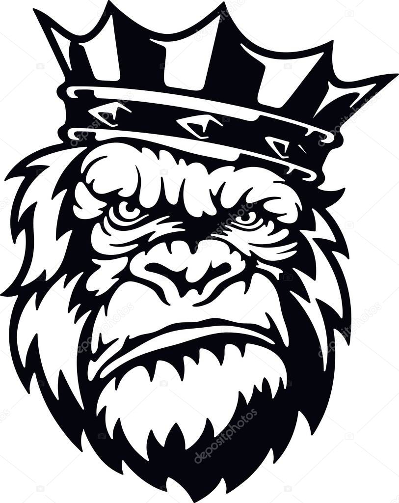 Gorilla King - Sticker for car isolated on white. Vector stock