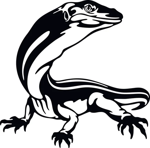 Varan - Reptiles de la nature. Pochoir animalier. Animaux de compagnie et animaux tropicaux. — Image vectorielle