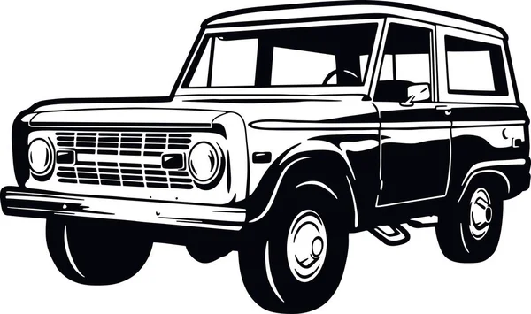 Classic Truck, Muscle car, Classic car, Stencil, Silhouette, Vector Clip Art - Nákladní auto 4x4 Off Road - Offroad auto na tričko a emblém — Stockový vektor
