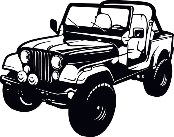 Klasik Truck, Muscle car, klasik araba, Stencil, Silhouette, Vector Clip Art - Kamyon 4x4 Off Road - Tişört ve amblem için offroad car