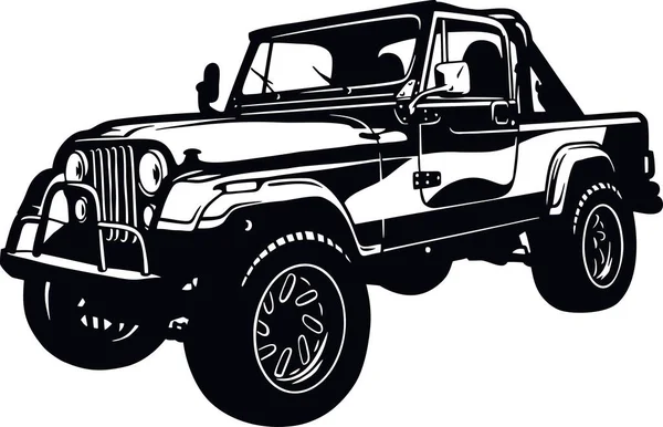 Klasik Truck, Muscle car, klasik araba, Stencil, Silhouette, Vector Clip Art - Kamyon 4x4 Off Road - Tişört ve amblem için offroad car