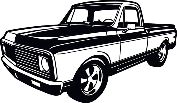 Classic Truck, Muscle car, Classic car, Stencil, Silhouette, Vector Clip Art - Nákladní auto 4x4 Off Road - Offroad auto na tričko a emblém — Stockový vektor