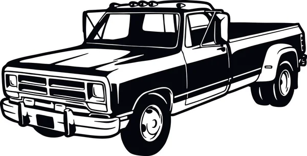 Classic Truck, Muscle car, Klasyczny samochód, Stencil, Sylwetka, Vector Clip Art - Truck 4x4 Off Road - Offroad samochód na koszulkę i godło — Wektor stockowy