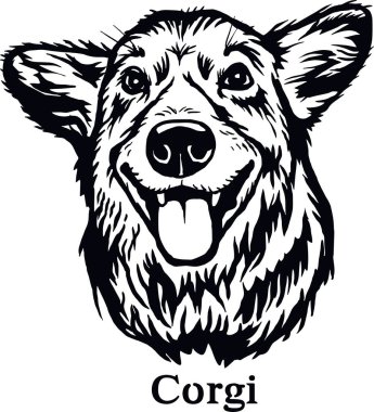 Corgi - Komik Köpek, Vektör Dosyası, Tişört için Şablonu Kes
