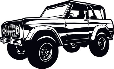 Klasik Truck, Muscle car, klasik araba, Stencil, Silhouette, Vector Clip Art - Kamyon 4x4 Off Road - Tişört ve amblem için offroad car