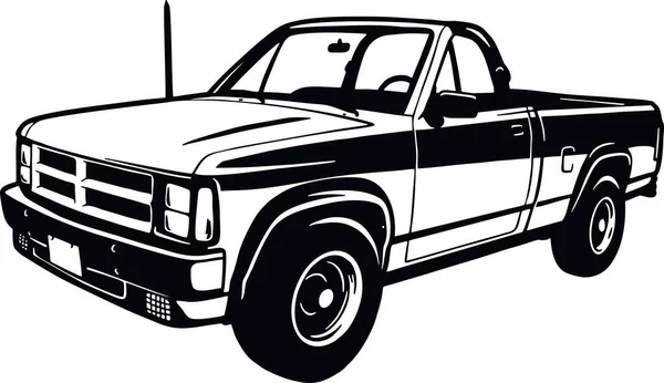 Classic Truck, Spierwagen, Classic auto, Sjabloon, Silhouet, Vector Clip Art - Truck 4x4 Off Road - Offroad auto voor tshirt en embleem — Stockvector