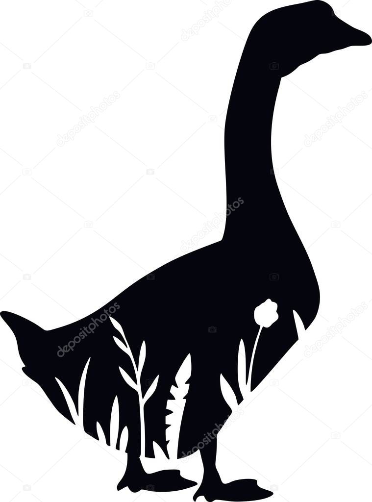 Goose - stencil with floral design - floral animal silhouette