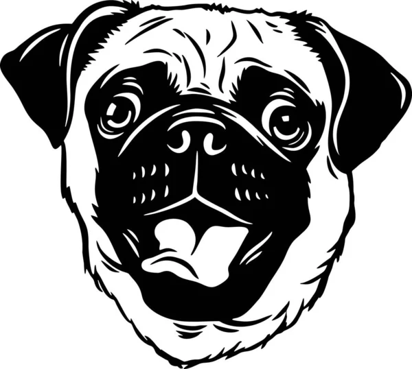 Pug - Funny Dog, Vector File, Stencil for Tshirt — 스톡 벡터