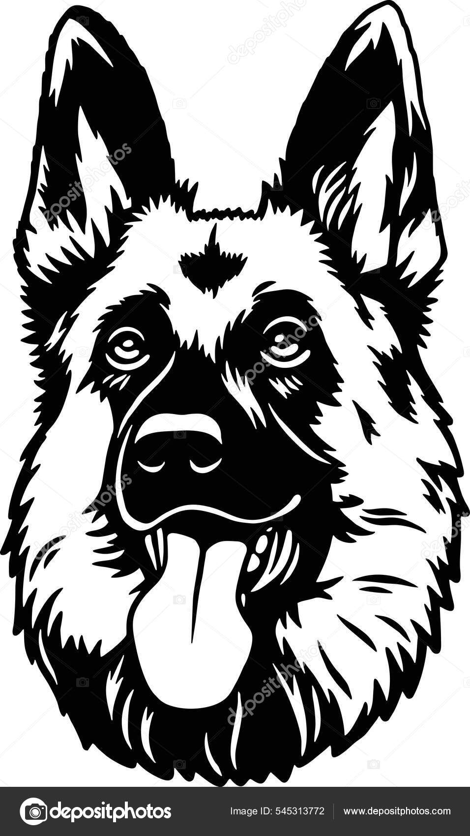 German Shepherd - Funny Dog, Vector File, Stencil for Tshirt Stock ...