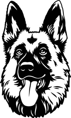 Alman Çoban - Komik Köpek, Vektör Dosyası, Tshirt Şablonu