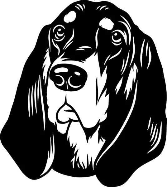 Fekete és barna Coonhound - Funny Dog, Vector File, Stencil for Tshirt — Stock Vector
