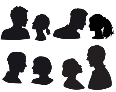 Siluet? ouple an aşık, öp. Profil siluet