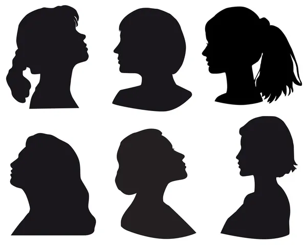 Silhueta de uma cabeça de meninas, cara em perfil Vetores De Bancos De Imagens Sem Royalties
