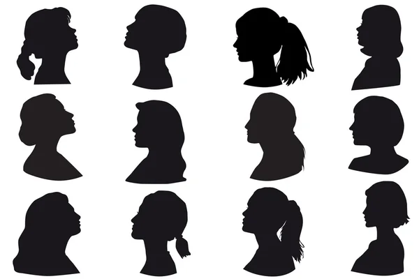 Silhouette di una testa di ragazza, faccia di profilo Vettoriali Stock Royalty Free