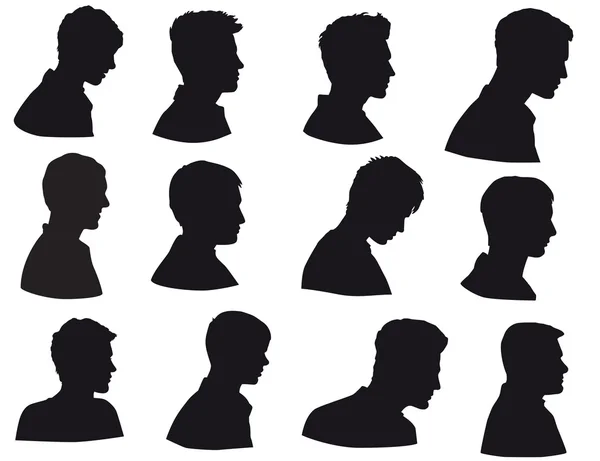 Silhouette uomo testa, uomo faccia di profilo, Isolato su sfondo bianco Vettoriale Stock