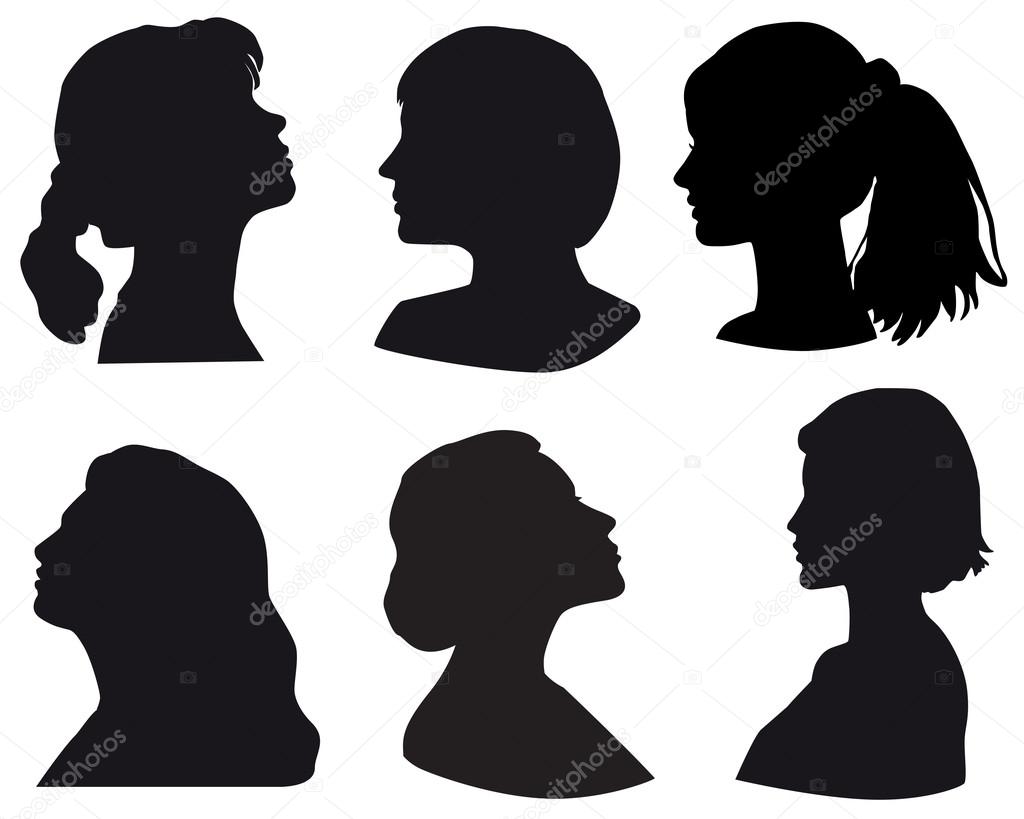 White profile silhouette of young girl or woman Vector Image