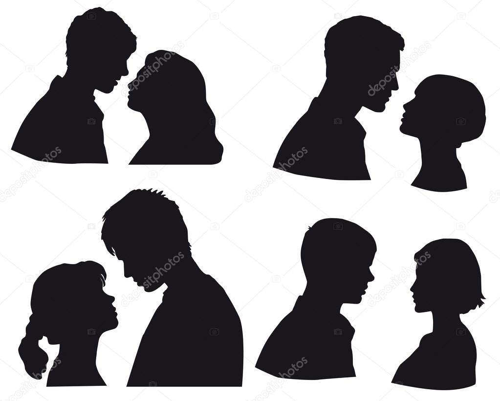 Download Silhouette сouple in love, kiss moment. Falling in love ...