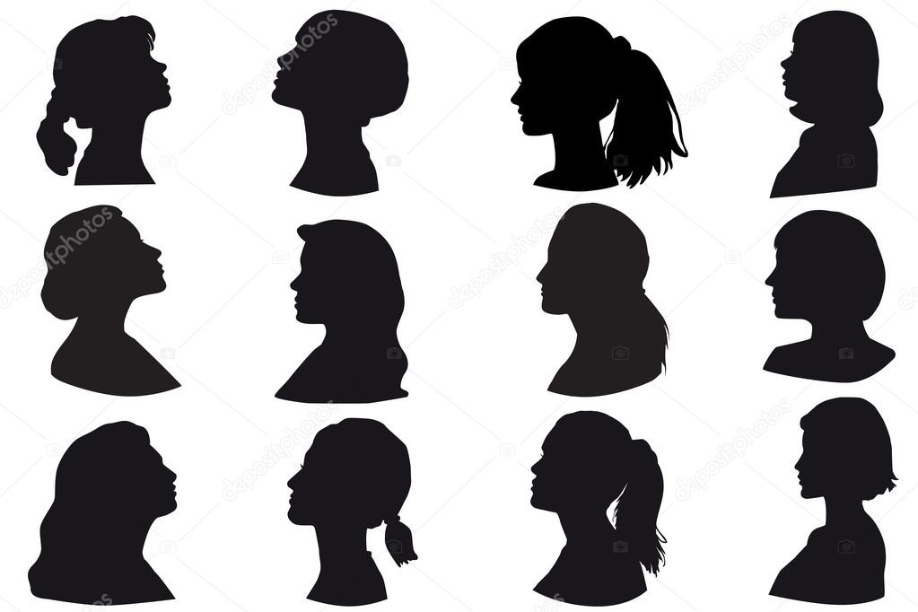 White profile silhouette of young girl or woman Vector Image